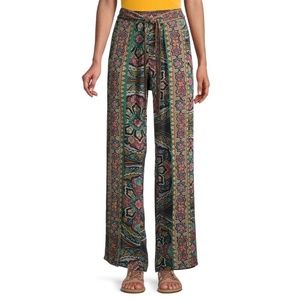 Johnny Was Spezia Wrap Pull On Wide Leg Pants Lightweight Size XS